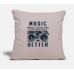 Music Makes Everything Better Old School Light Taupe Pillow